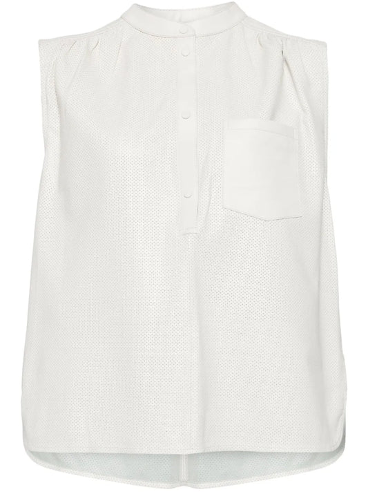 Sleeveless Leather Blouse