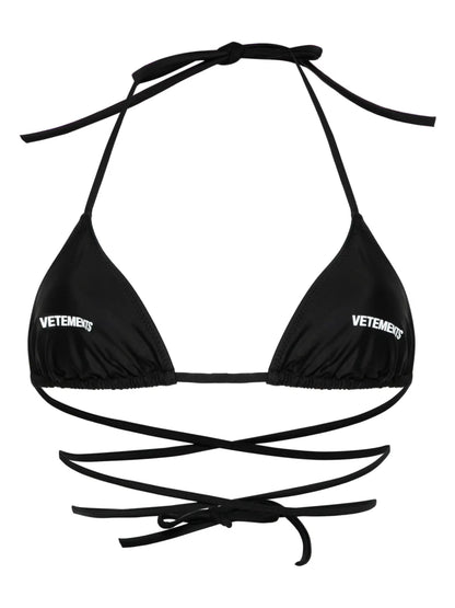 Logo-Print Triangle-Cup Bikini Top