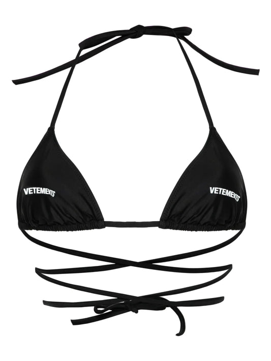Logo-Print Triangle-Cup Bikini Top