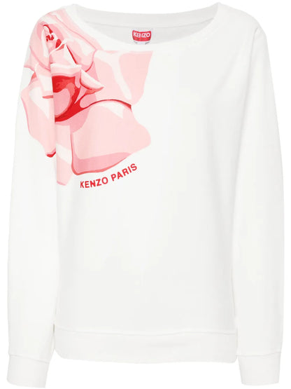 Rose-Print Cotton Sweatshirt