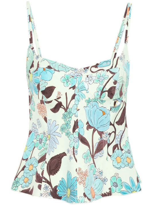 Floral-Print Peplum Top