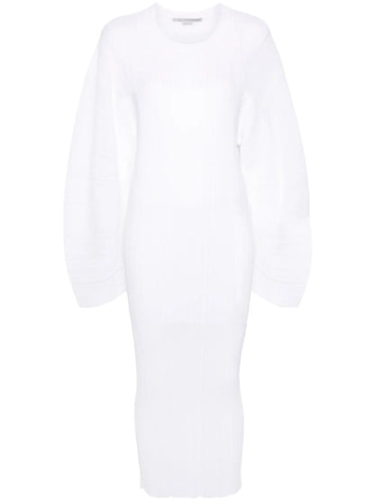 Plissé Fine-Knit Midi Dress
