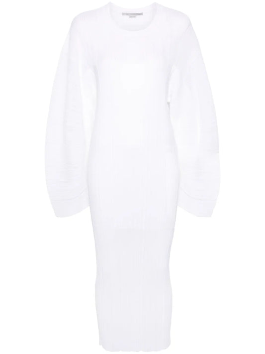 Plissé Fine-Knit Midi Dress