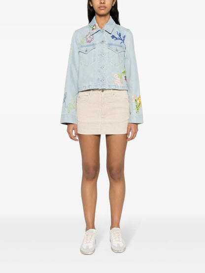 Drawn Flowers Denim Jacket