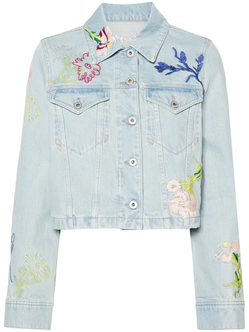 Drawn Flowers Denim Jacket