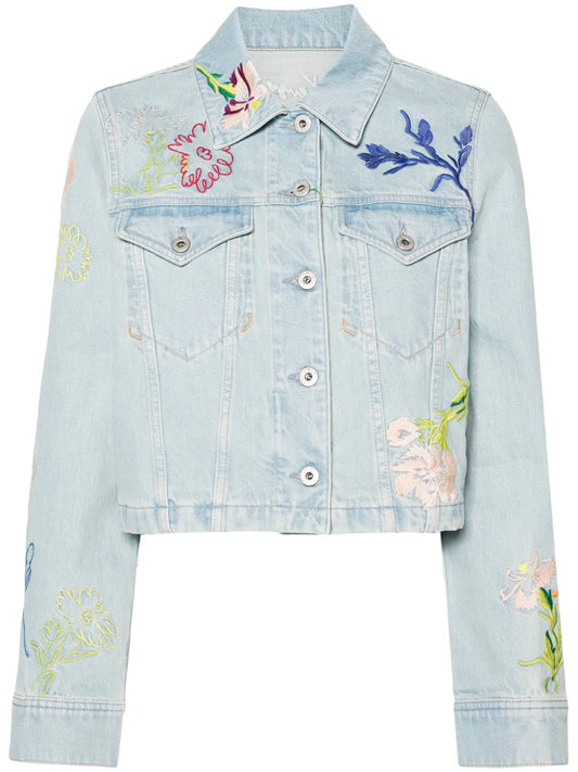 Drawn Flowers Denim Jacket