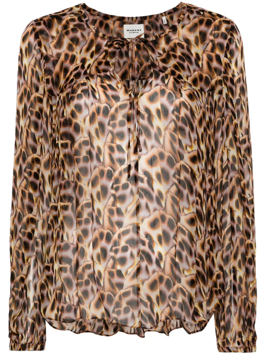 Daytonea Abstract-Print Crepe Blouse