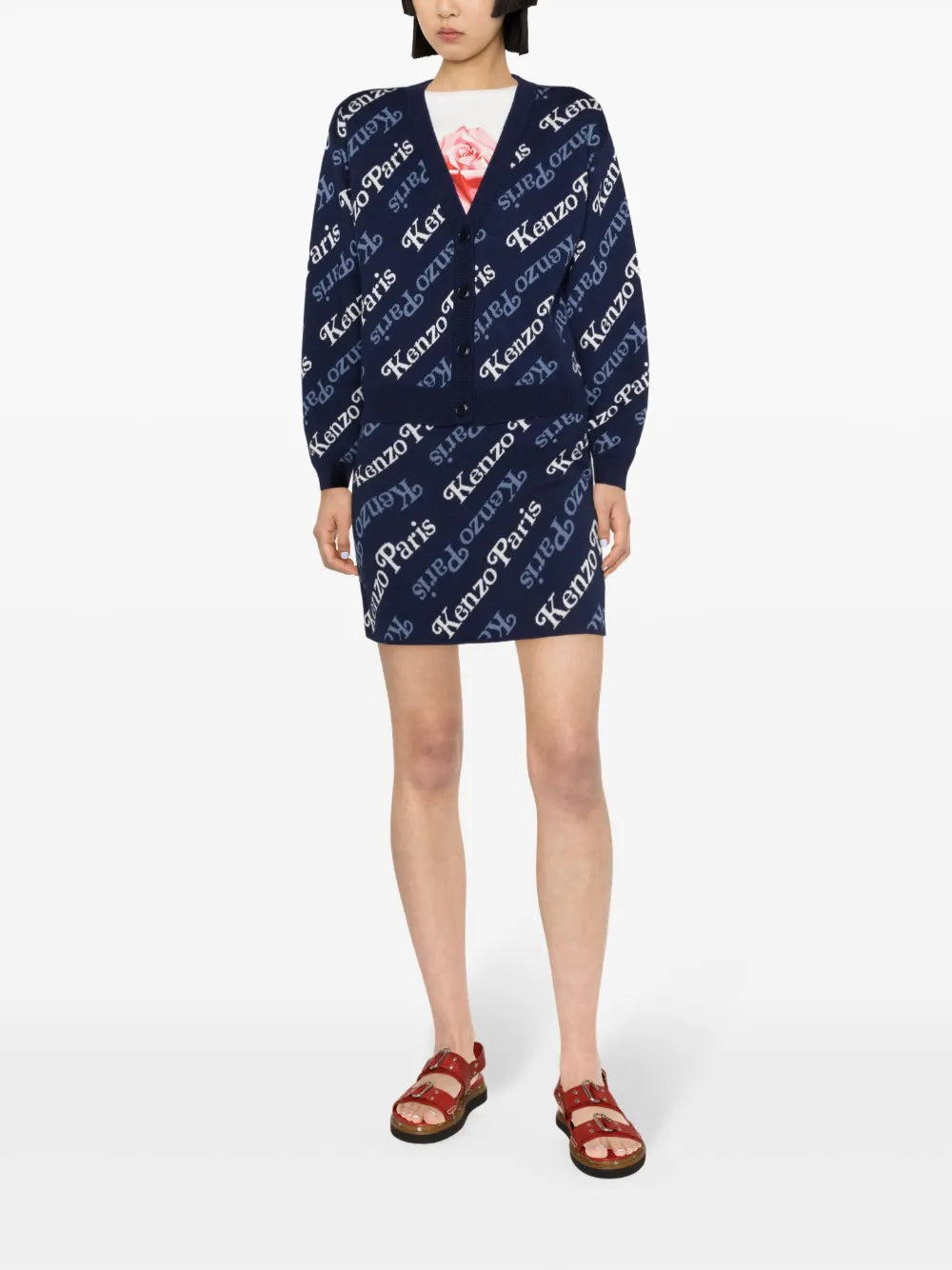 Verdy Intarsia-Logo Cropped Cardigan
