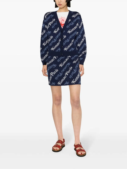 Verdy Intarsia-Logo Cropped Cardigan