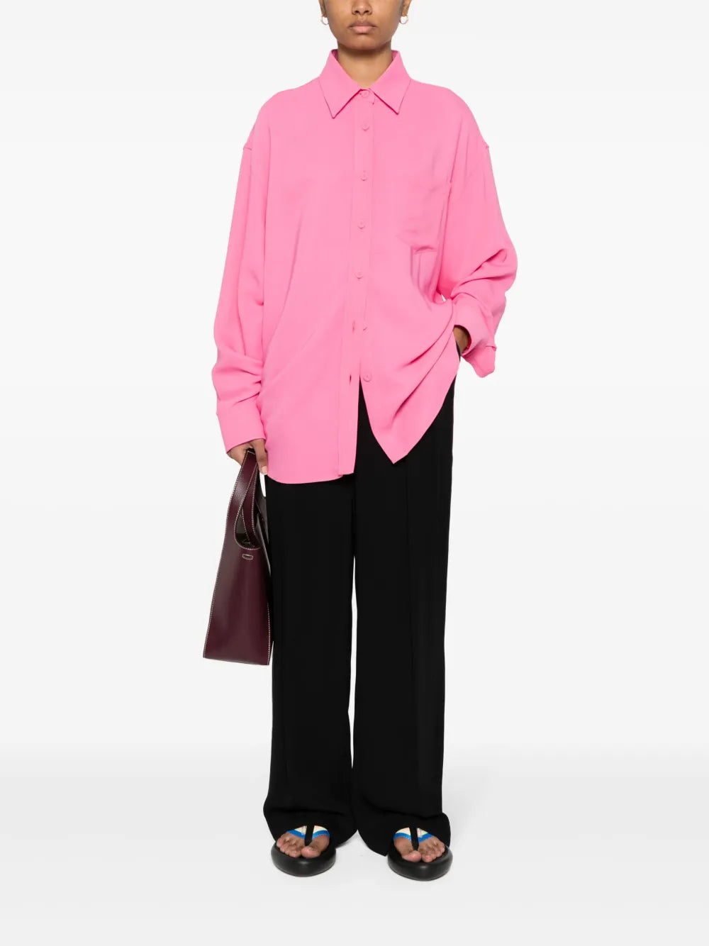 Drop-Shoulder Crepe Shirt