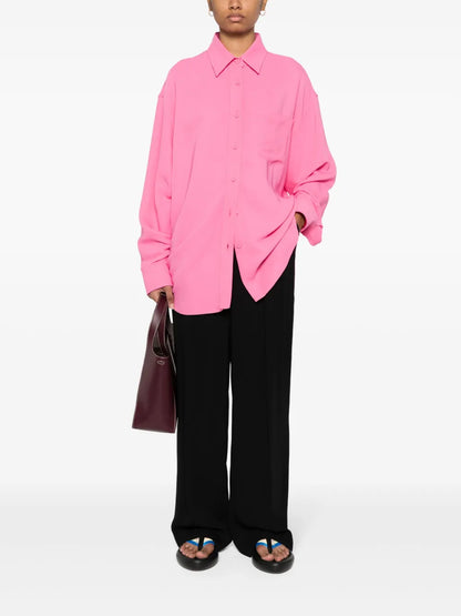 Drop-Shoulder Crepe Shirt