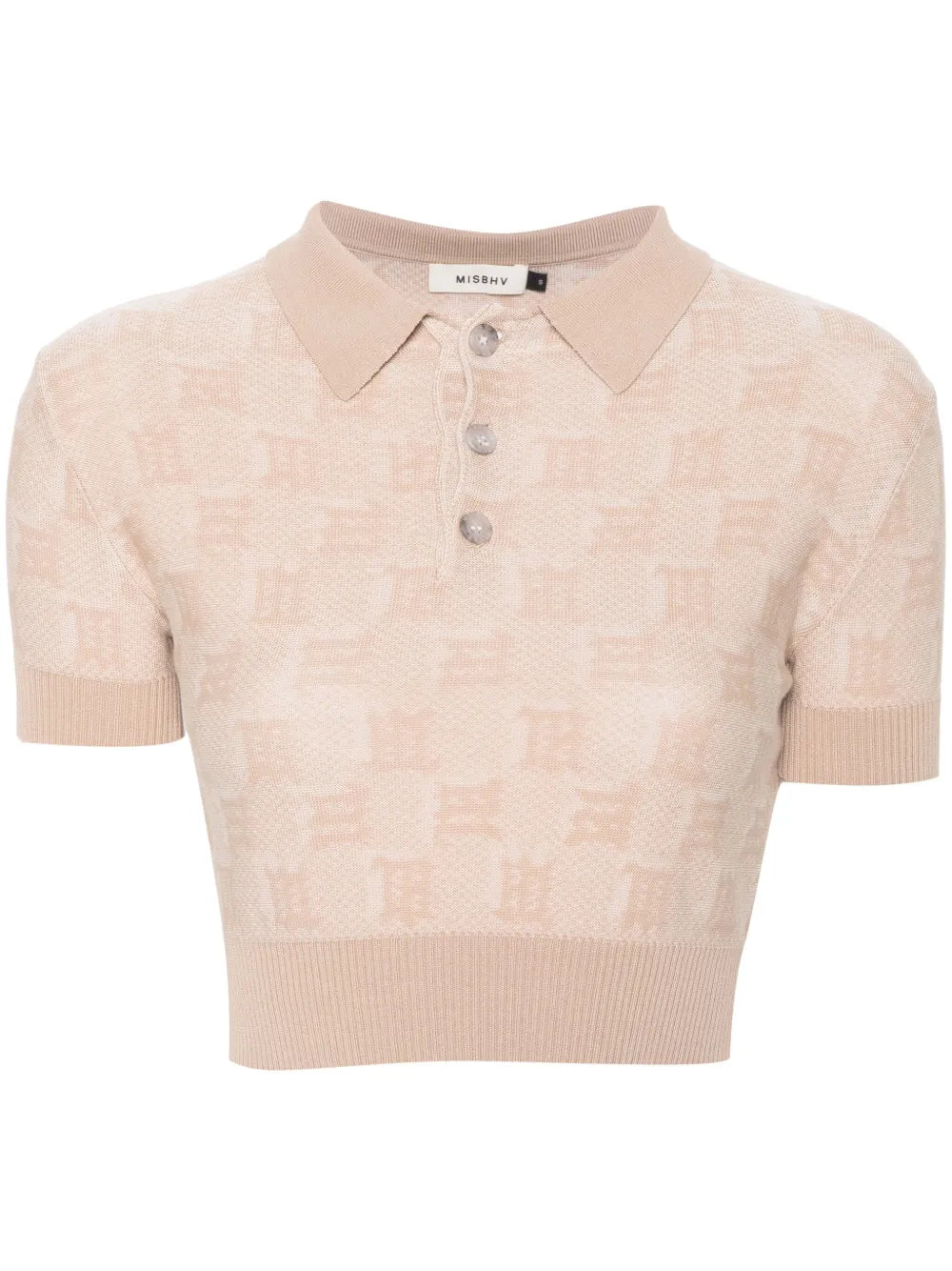Monogram-Jacquard Cropped Polo Shirt