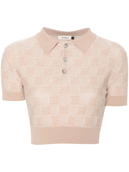 Monogram-Jacquard Cropped Polo Shirt