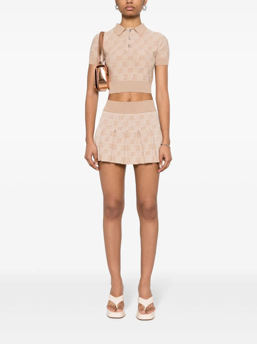 Monogram-Jacquard Cropped Polo Shirt