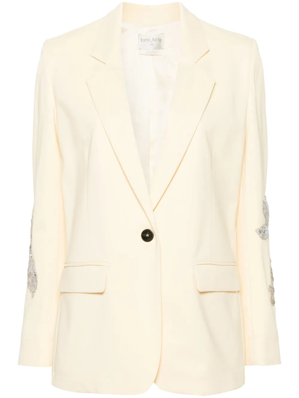 Floral-Embroidered Single-Breasted Blazer