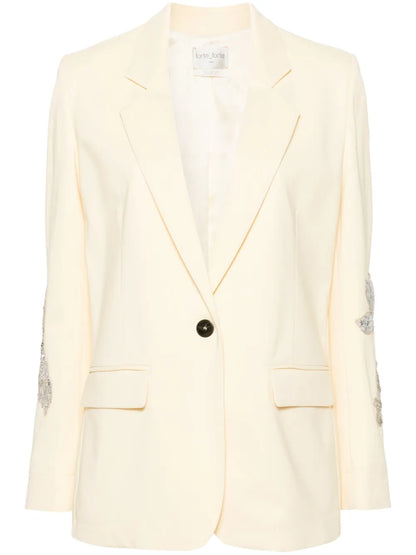 Floral-Embroidered Single-Breasted Blazer