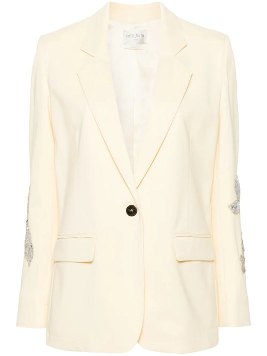 Floral-Embroidered Single-Breasted Blazer