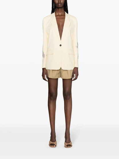 Floral-Embroidered Single-Breasted Blazer