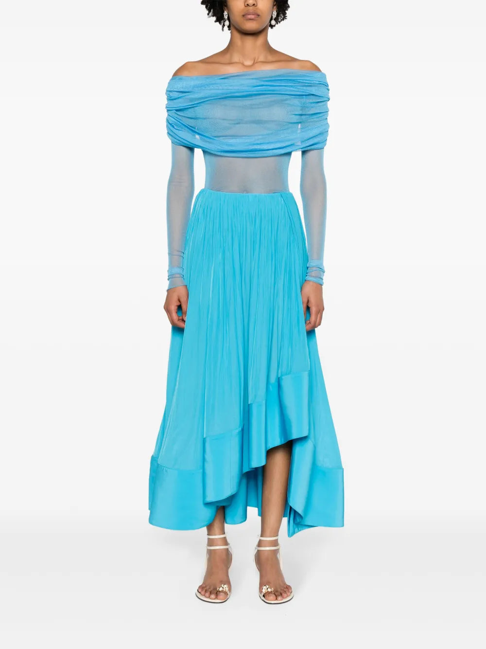 Asymmetric Charmeuse Maxi Skirt