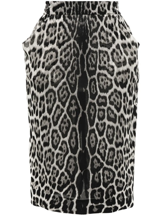 Leopard-Print Silk Skirt