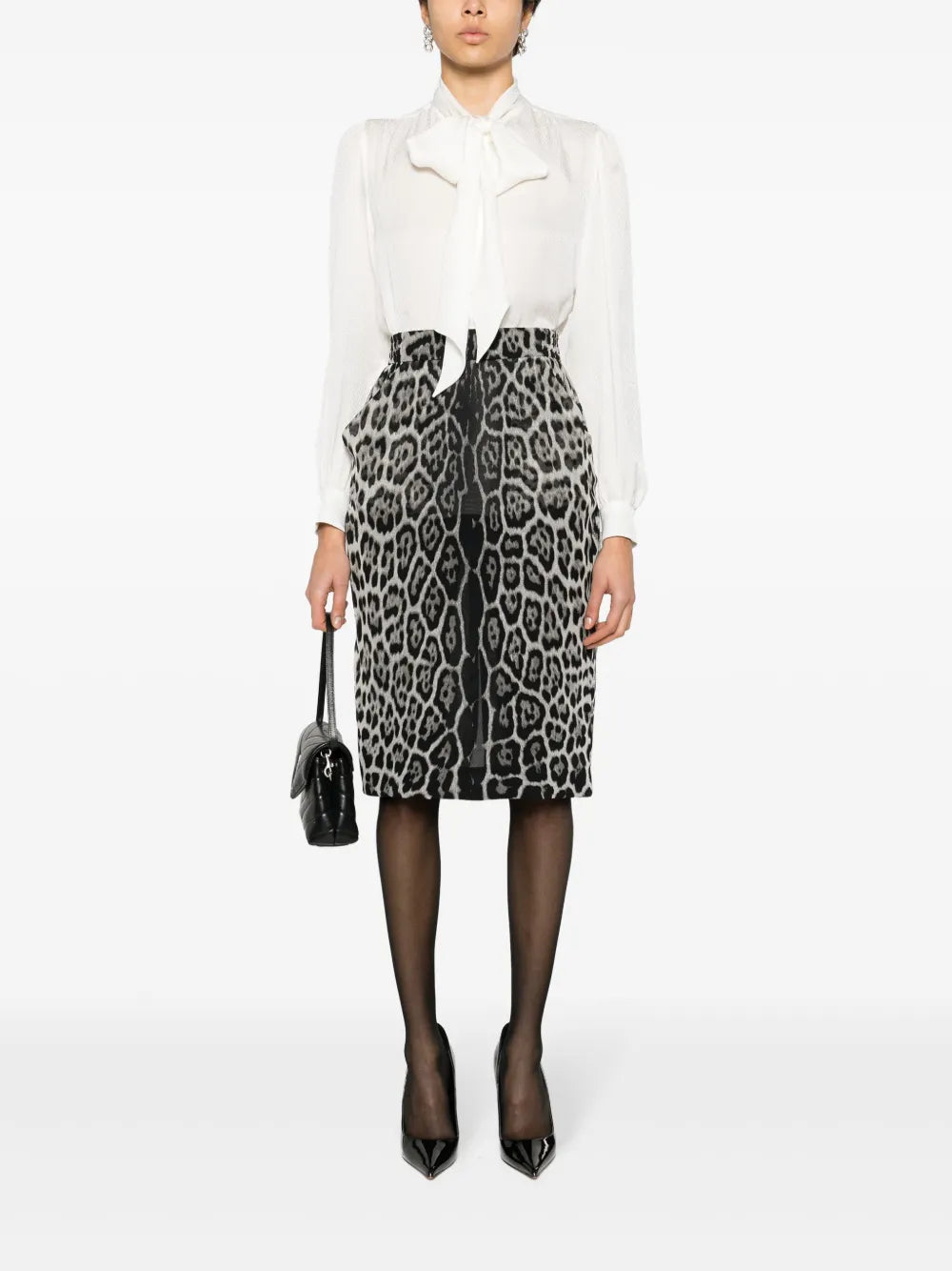 Leopard-Print Silk Skirt