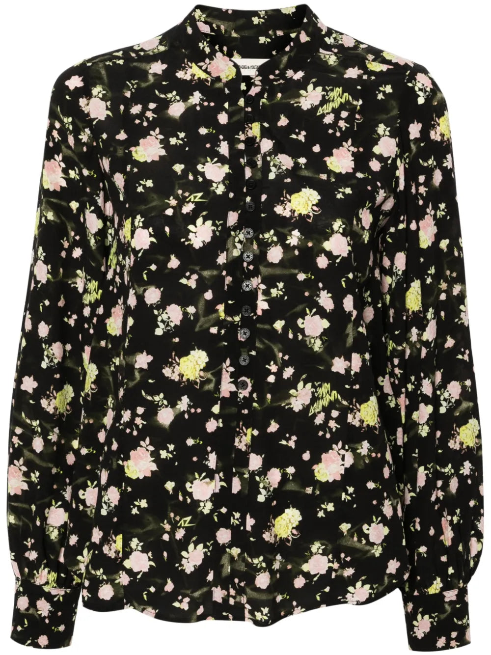 Floral-Print Crepe Blouse
