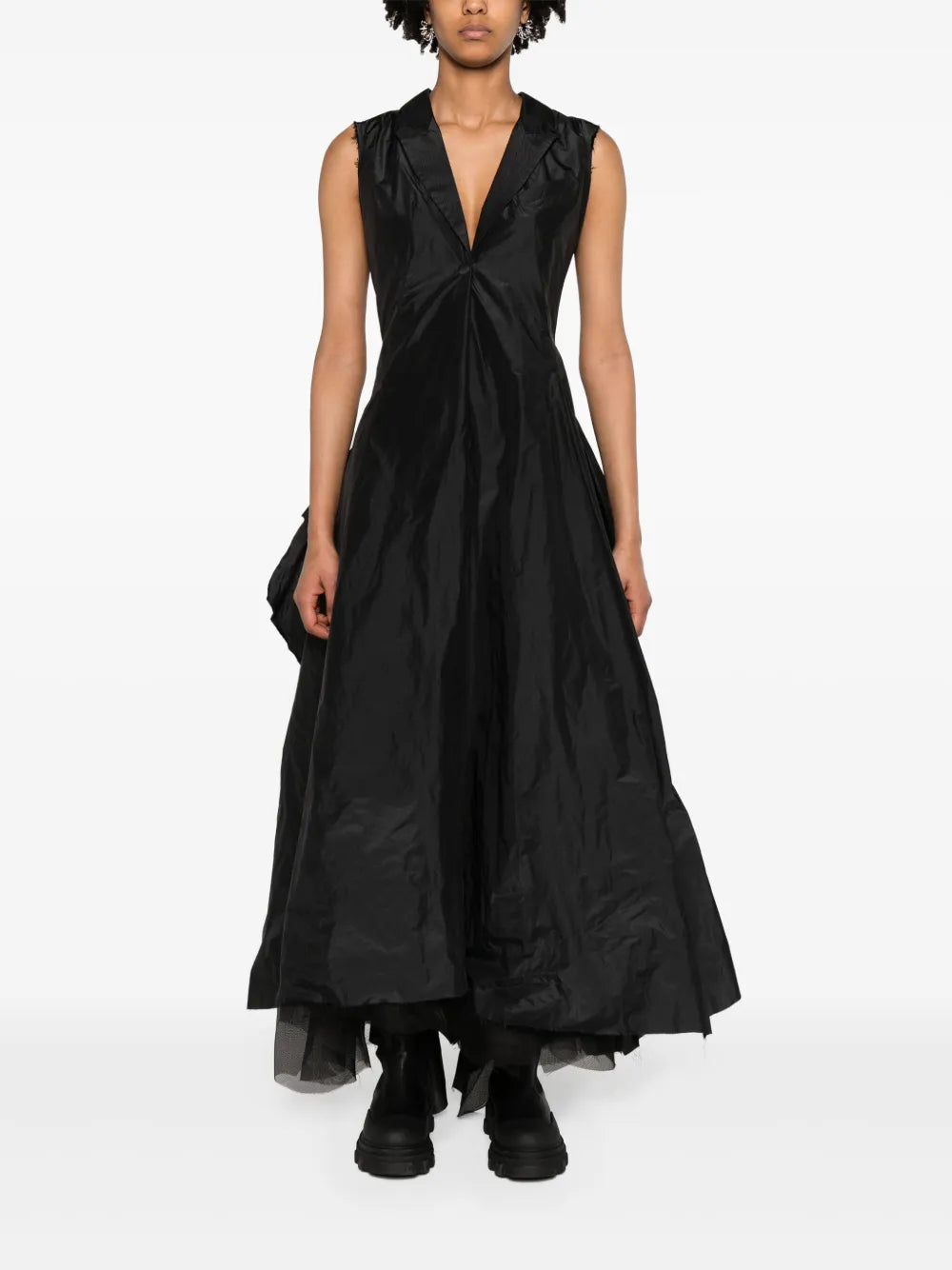 Raw-Cut Layered Maxi Dress