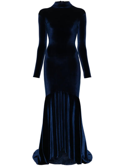 High-Neck Velvet Gown