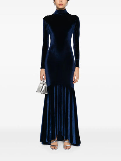 High-Neck Velvet Gown
