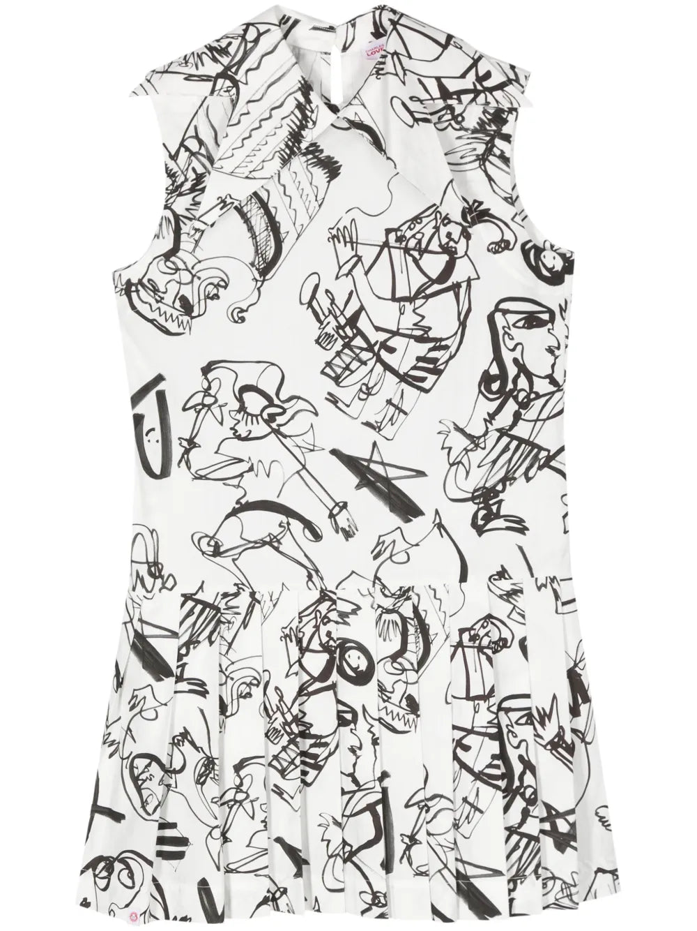Abstract-Print Pleated Mini Dress