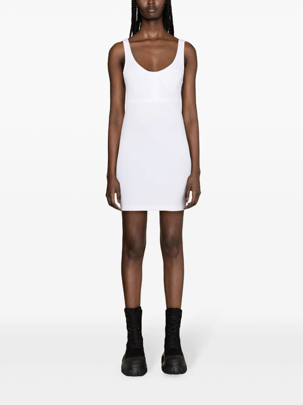 Scoop-Neck Ribbed-Knit Minidress