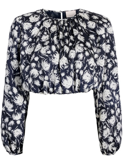 Kamala Graphic-Print Crop Blouse