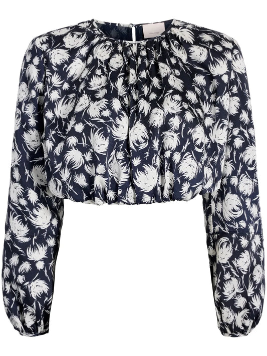 Kamala Graphic-Print Crop Blouse