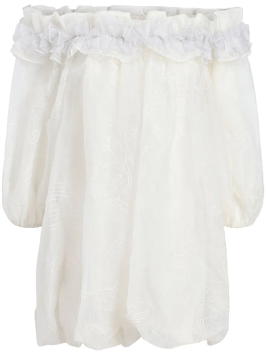 Nava Embroidered Ruffled Minidress