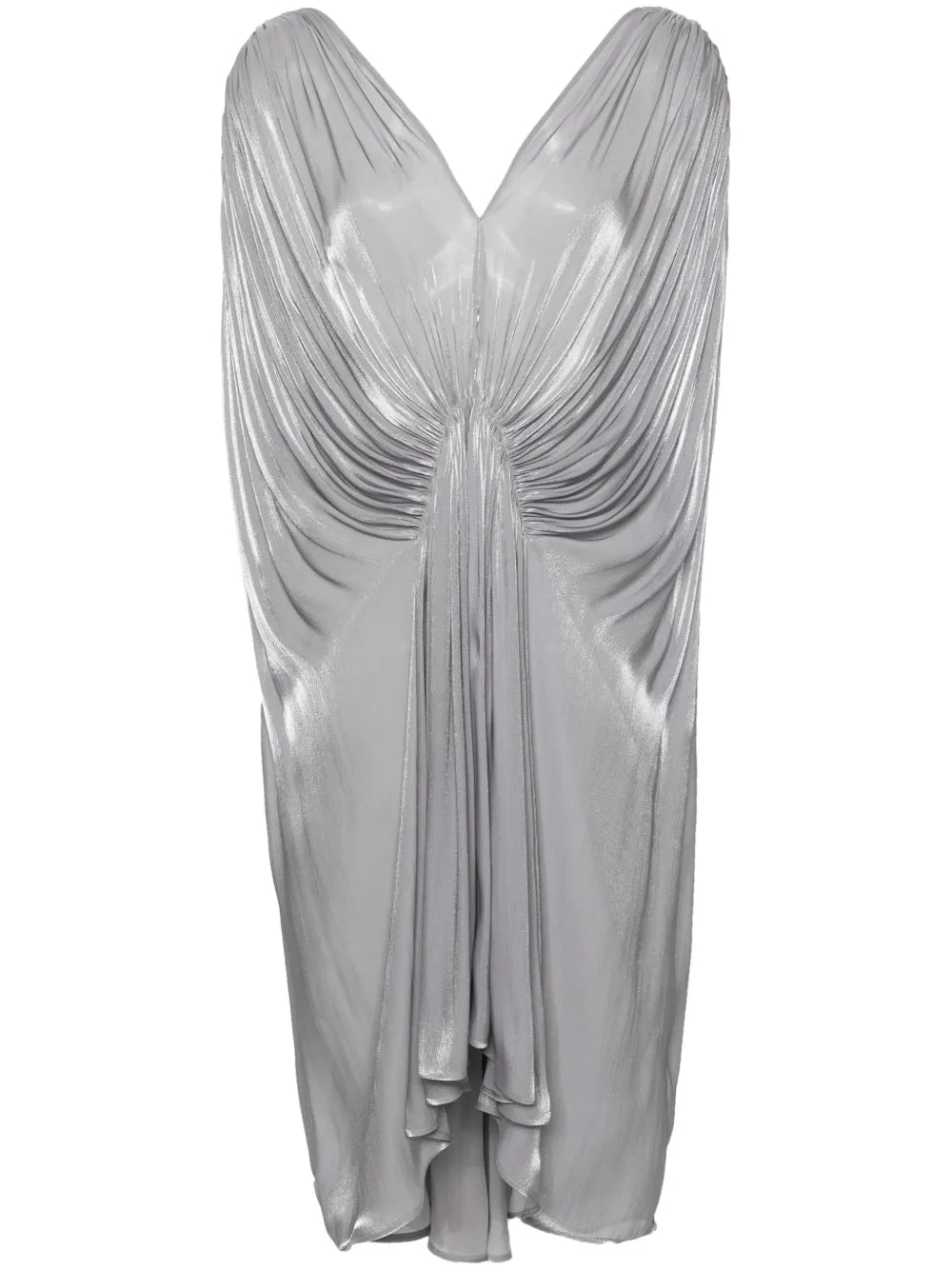Pleated Satin Midi Dress