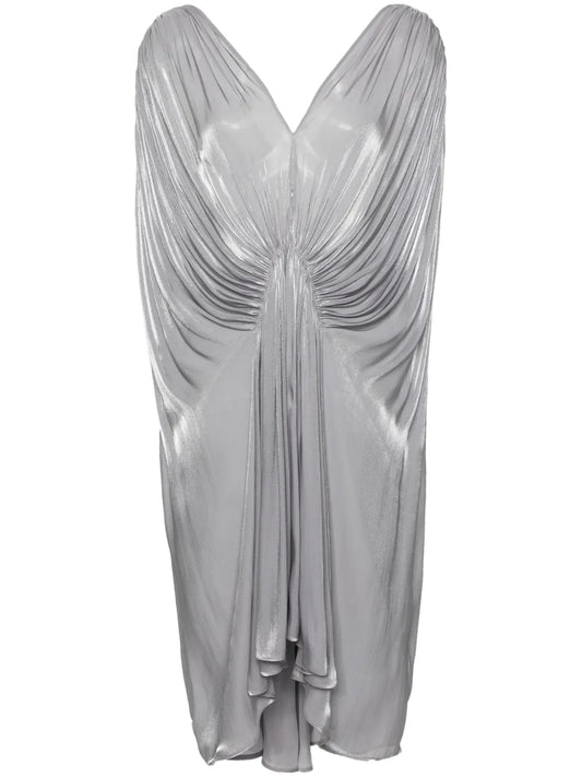 Pleated Satin Midi Dress