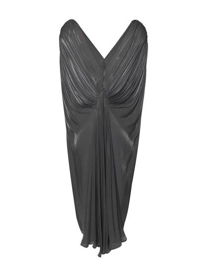 Pleated Satin Midi Dress