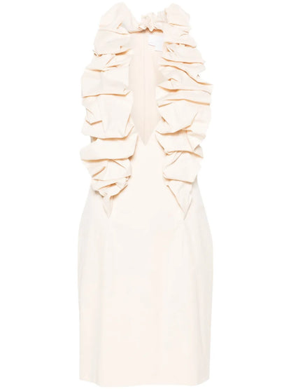 Ruffle-Trim Crinkled Minidress