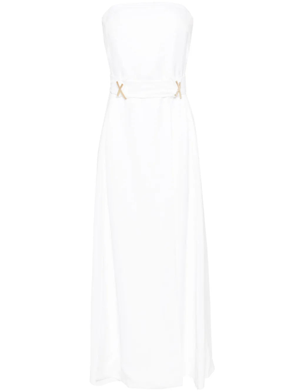 X-Plaque Strapless Midi Dress