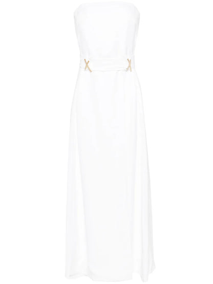 X-Plaque Strapless Midi Dress