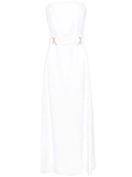 X-Plaque Strapless Midi Dress