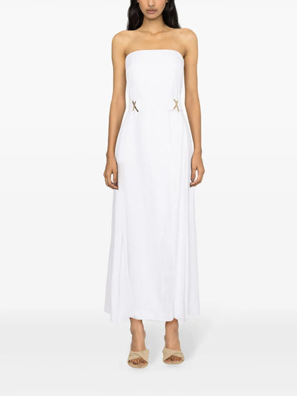 X-Plaque Strapless Midi Dress
