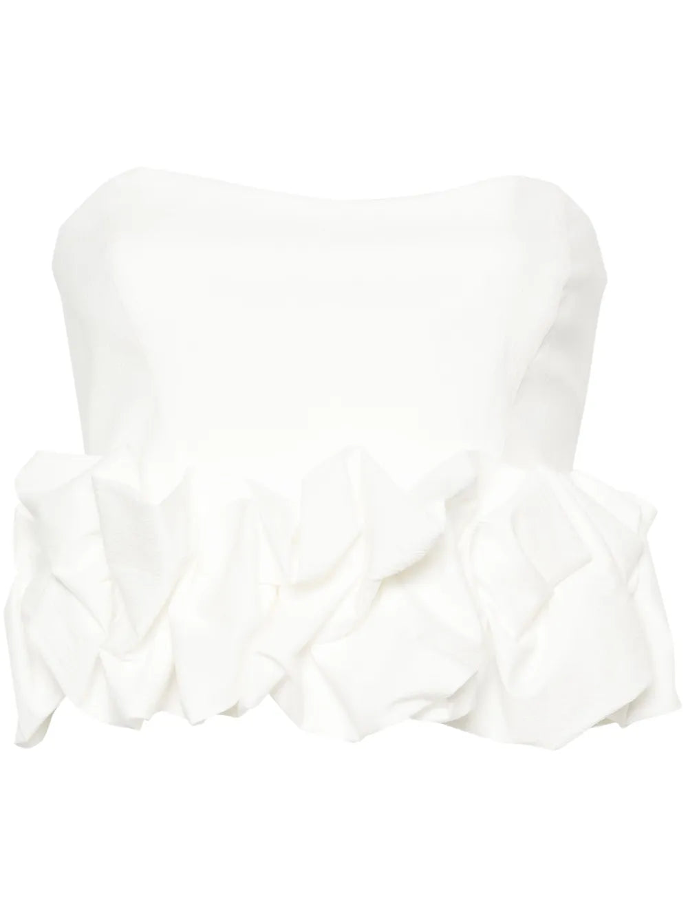 Ruched-Appliqué Strapless Blouse