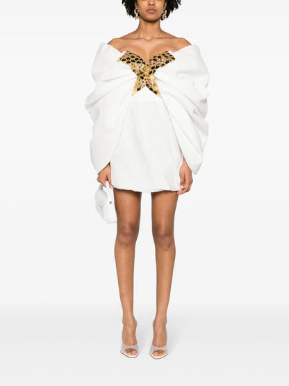 Off-Shoulder Draped Minidress