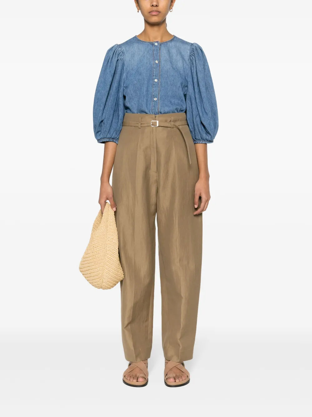 Balloon-Sleeve Denim Shirt