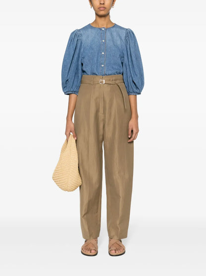 Balloon-Sleeve Denim Shirt