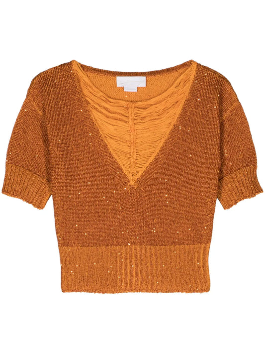 Sequined V-Neck Top