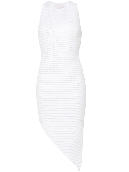Panelled Ribbed-Knit Midi Dress