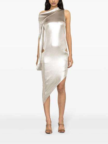 Asymmetric Cut-Out Midi Dress