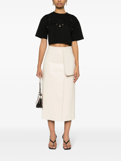 Strap-Detail Cropped T-Shirt